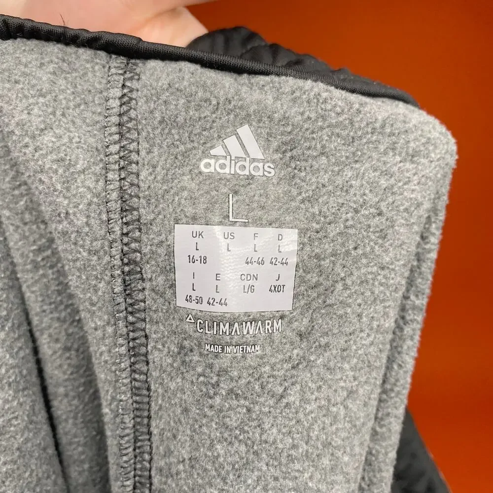 Vintage Y2K Adidas Sweatpants Mens L Grey Cotton Joggers Climawarm Black Logo